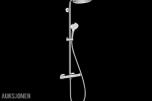 Komplett baderomspakke ADEL BLACK 120 cm – dobbelservant, Geberit, vegghengt toalett og Hansgrohe  